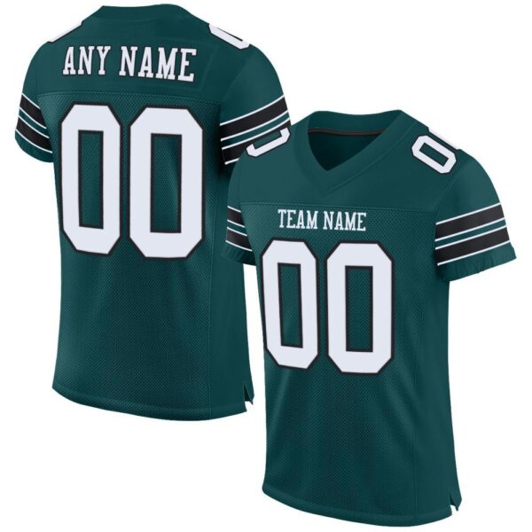 midnight_green_0004 Custom Midnight Green White-Black Mesh Authentic Football Jersey