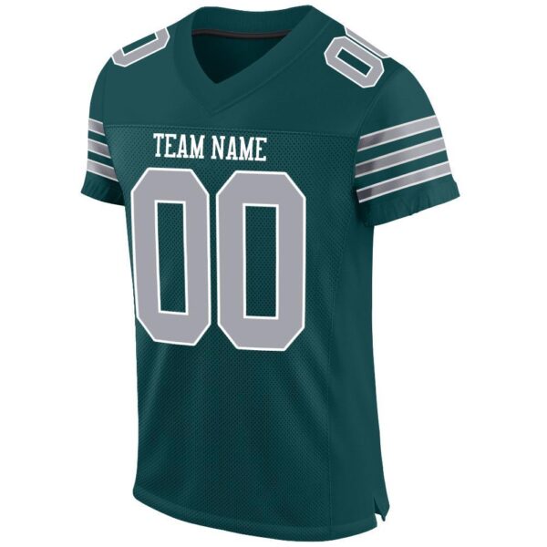 midnight_green_0006-2 Custom Midnight Green Gray-White Mesh Authentic Football Jersey