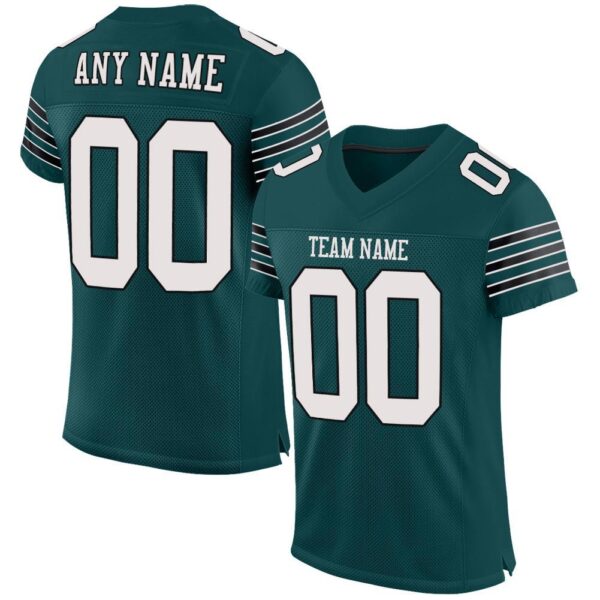 midnight_green_0007 Custom Midnight Green White-Black Mesh Authentic Football Jersey