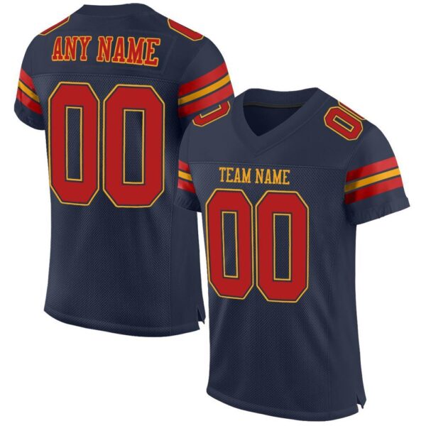 navy_0010 Custom Navy Scarlet-Gold Mesh Authentic Football Jersey