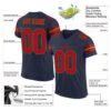 Custom Navy Red-Old Gold Mesh Authentic Football Jersey