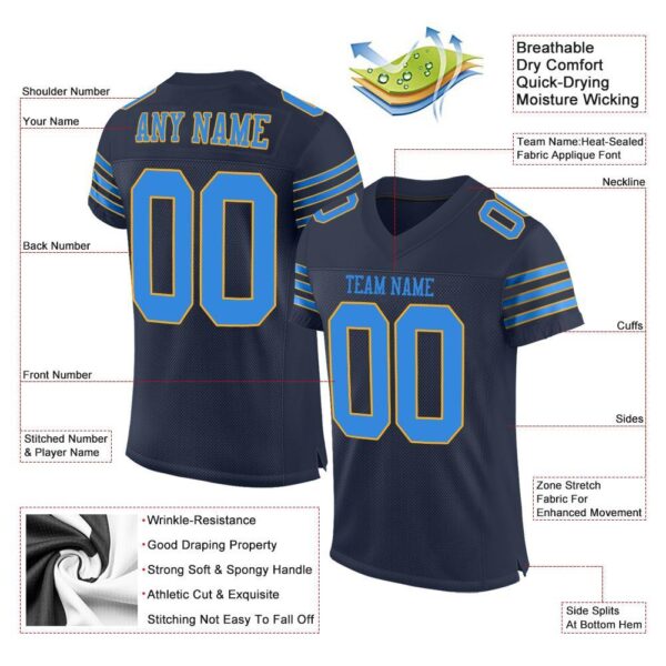 navy_0028-1 Custom Navy Powder Blue-Gold Mesh Authentic Football Jersey