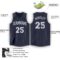 Custom Navy White V-Neck Basketball Jersey