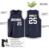 Custom Navy White V-Neck Basketball Jersey