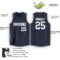 Custom Navy White V-Neck Basketball Jersey