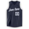 Custom Navy White V-Neck Basketball Jersey