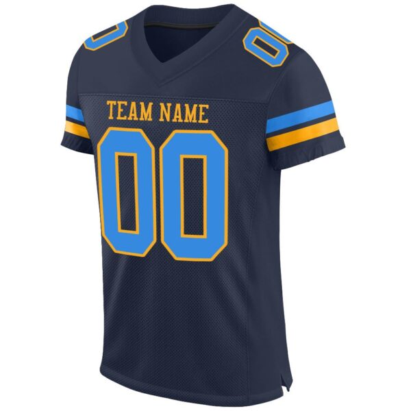 navy_0083-1 Custom Navy Powder Blue-Gold Mesh Authentic Football Jersey
