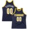 Custom Navy White-Gold Authentic Throwback Basketball Jersey