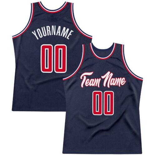 navy_0179 Custom Navy Red-White Authentic Throwback Basketball Jersey