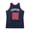 Custom Navy Red-White Authentic Throwback Basketball Jersey