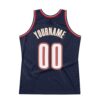 Custom Navy White-Orange Authentic Throwback Basketball Jersey