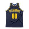 Custom Navy Gold-Light Blue Authentic Throwback Basketball Jersey