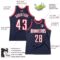 Custom Navy White-Red Authentic Throwback Basketball Jersey