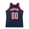 Custom Navy White-Red Authentic Throwback Basketball Jersey