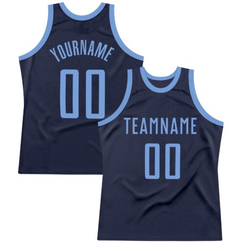 navy_0190 Custom Navy Light Blue Authentic Throwback Basketball Jersey