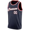 Custom Navy White Pinstripe White-Red Authentic Basketball Jersey