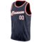 Custom Navy White Pinstripe White-Red Authentic Basketball Jersey