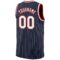 Custom Navy White Pinstripe White-Red Authentic Basketball Jersey