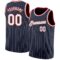 Custom Navy White Pinstripe White-Red Authentic Basketball Jersey