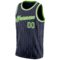 Custom Navy White Pinstripe Neon Green-White Authentic Basketball Jersey