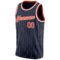 Custom Navy White Pinstripe Orange-White Authentic Basketball Jersey