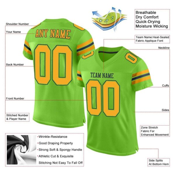 neon_green_0002-1 Custom Neon Green Gold-Navy Mesh Authentic Football Jersey