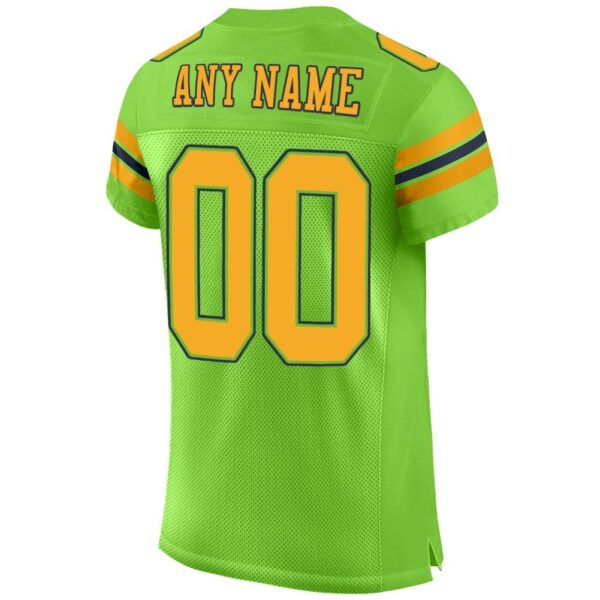neon_green_0002-3 Custom Neon Green Gold-Navy Mesh Authentic Football Jersey