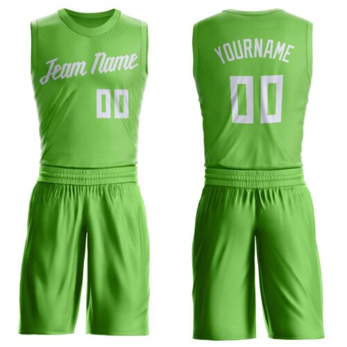 neon_green_0006 Custom Neon Green White Round Neck Suit Basketball Jersey