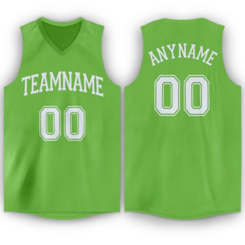neon_green_0007 Custom Neon Green White V-Neck Basketball Jersey