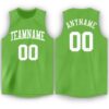 Custom Neon Green White Round Neck Basketball Jersey