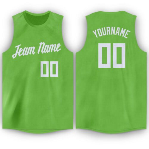 neon_green_0009 Custom Neon Green White Round Neck Basketball Jersey