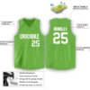 Custom Neon Green White V-Neck Basketball Jersey