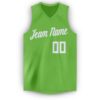 Custom Neon Green White V-Neck Basketball Jersey