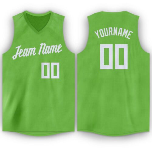 neon_green_0013 Custom Neon Green White V-Neck Basketball Jersey