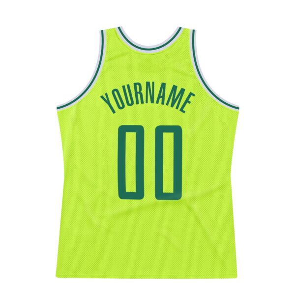 Custom Neon Green Kelly Green-White Authentic Throwback Basketball Jersey