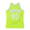 Custom Neon Green White-Light Blue Authentic Throwback Basketball Jersey