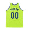 Custom Neon Green Royal-White Authentic Throwback Basketball Jersey