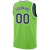 Custom Neon Green White Pinstripe Navy-White Authentic Basketball Jersey