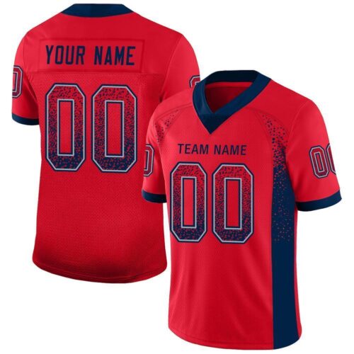 new_ed_0025 Custom Scarlet Navy-Gray Drift Fashion Football Jersey