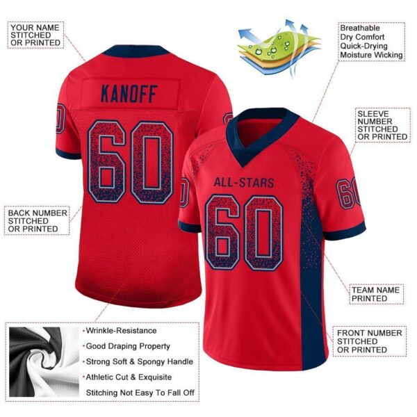 new_ed_0026-1 Custom Scarlet Navy-Gray Drift Fashion Football Jersey