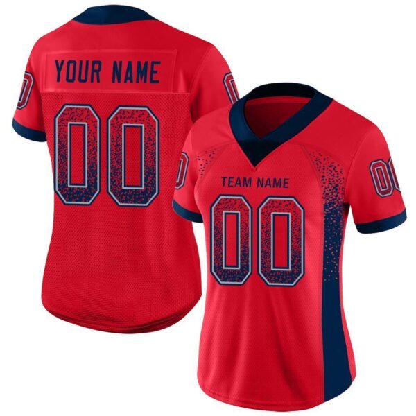 new_ed_0026 Custom Scarlet Navy-Gray Drift Fashion Football Jersey