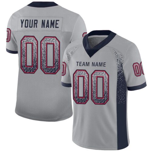 new_ed_0027 Custom Light Gray Navy-Scarlet Drift Fashion Football Jersey