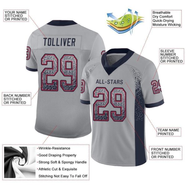 new_ed_0028-1 Custom Light Gray Navy-Scarlet Drift Fashion Football Jersey