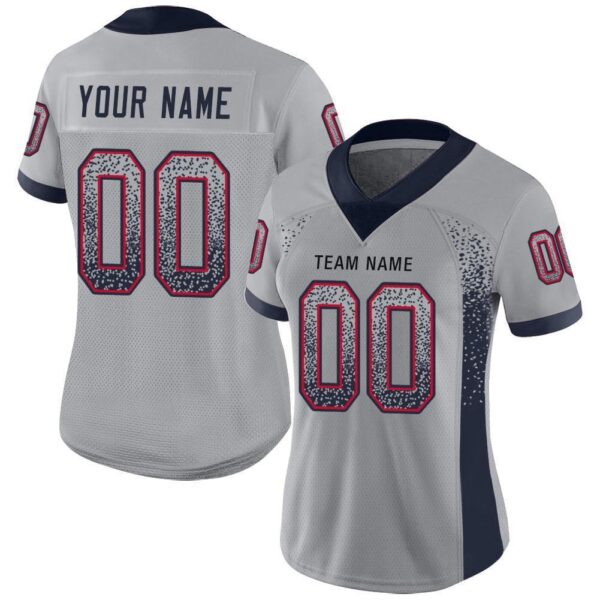new_ed_0028 Custom Light Gray Navy-Scarlet Drift Fashion Football Jersey