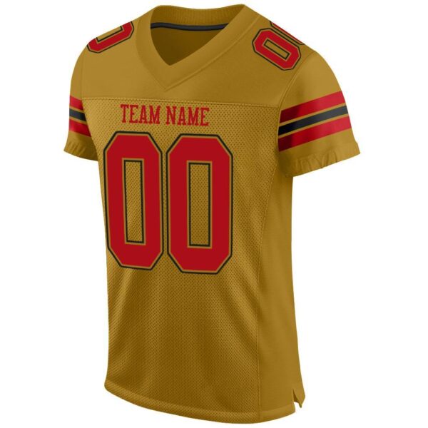 old_gold_0002-2 Custom Old Gold Red-Black Mesh Authentic Football Jersey