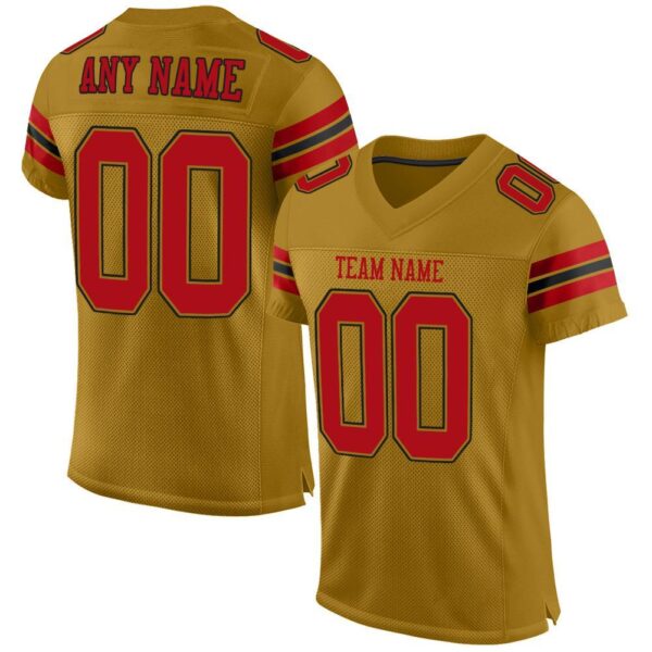 old_gold_0002 Custom Old Gold Red-Black Mesh Authentic Football Jersey
