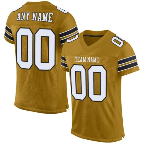 old_gold_0003 Custom Old Gold White-Black Mesh Authentic Football Jersey