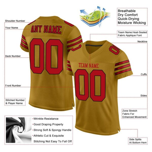 old_gold_0005-1 Custom Old Gold Red-Black Mesh Authentic Football Jersey