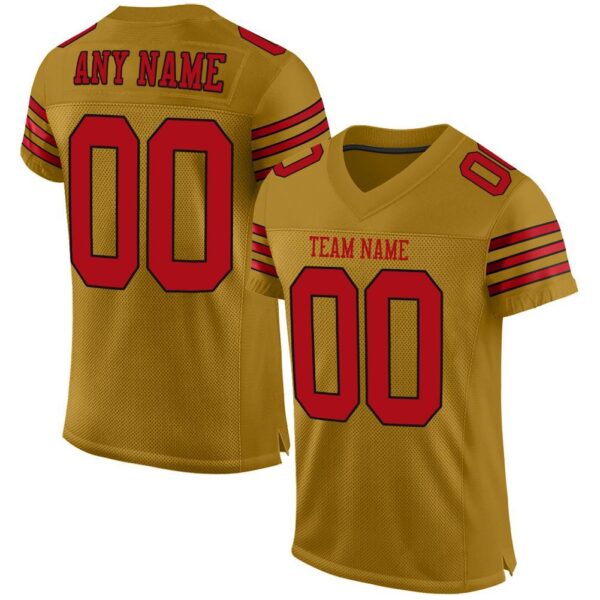 old_gold_0005 Custom Old Gold Red-Black Mesh Authentic Football Jersey