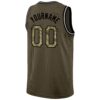 Custom Olive Camo-Black Round Neck Rib-Knit Salute To Service Basketball Jersey